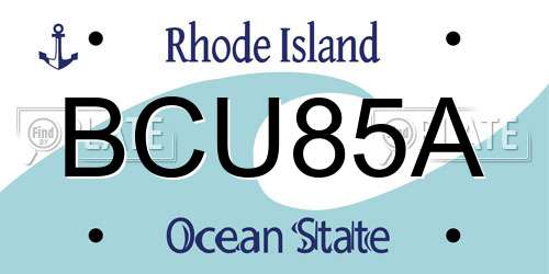BCU85A Rhode Island License Plate