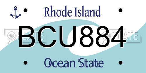 BCU884 Rhode Island License Plate