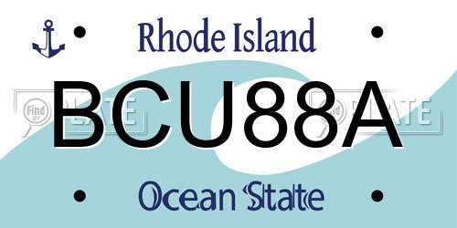 BCU88A Rhode Island License Plate