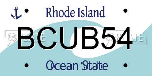 BCUB54 Rhode Island License Plate