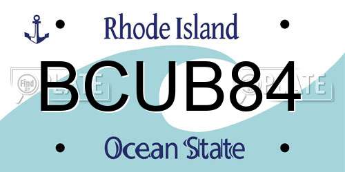 BCUB84 Rhode Island License Plate