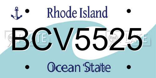 BCV5525 Rhode Island License Plate