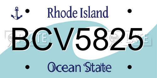 BCV5825 Rhode Island License Plate