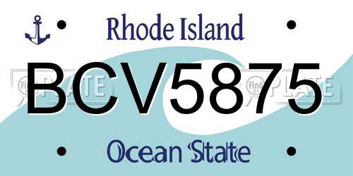 BCV5875 Rhode Island License Plate