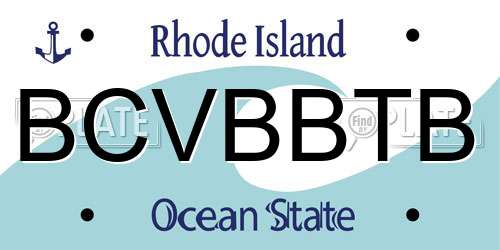 BCVBBTB Rhode Island License Plate