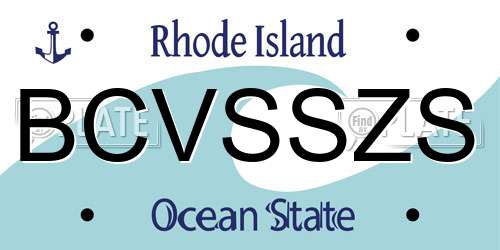BCVSSZS Rhode Island License Plate
