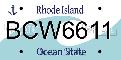 BCW6611 Rhode Island License Plate