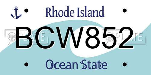 BCW852 Rhode Island License Plate