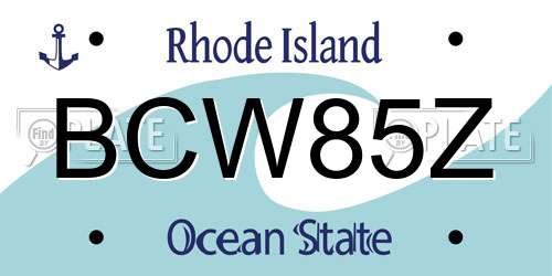 BCW85Z Rhode Island License Plate