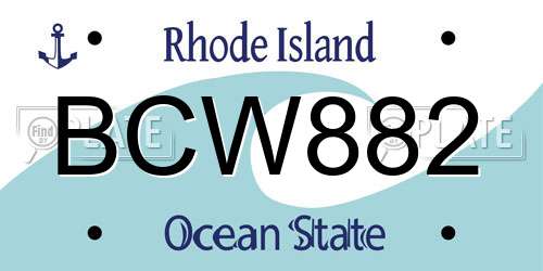 BCW882 Rhode Island License Plate