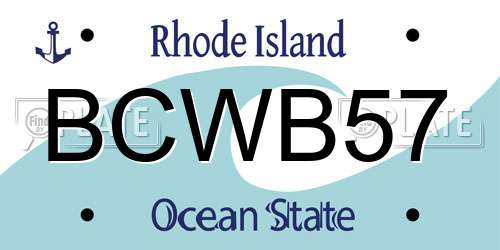 BCWB57 Rhode Island License Plate