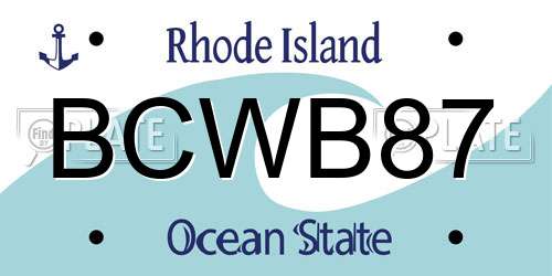 BCWB87 Rhode Island License Plate