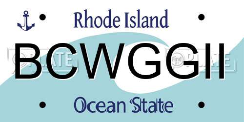 BCWGGII Rhode Island License Plate
