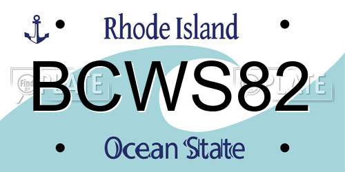 BCWS82 Rhode Island License Plate