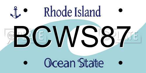 BCWS87 Rhode Island License Plate
