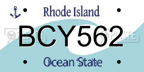 BCY562 Rhode Island License Plate