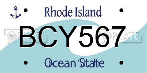BCY567 Rhode Island License Plate