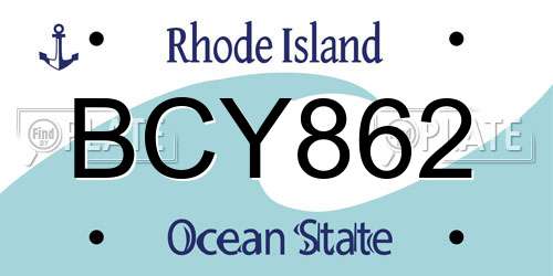 BCY862 Rhode Island License Plate