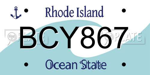 BCY867 Rhode Island License Plate