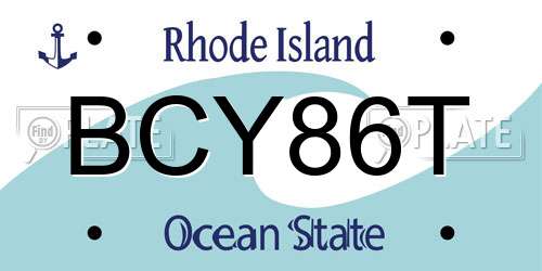BCY86T Rhode Island License Plate