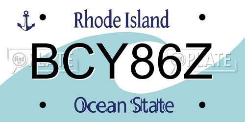 BCY86Z Rhode Island License Plate