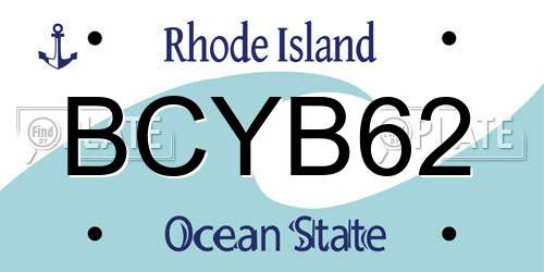 BCYB62 Rhode Island License Plate