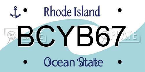 BCYB67 Rhode Island License Plate