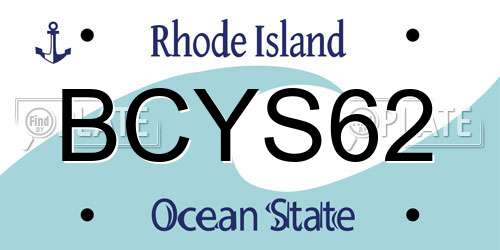 BCYS62 Rhode Island License Plate