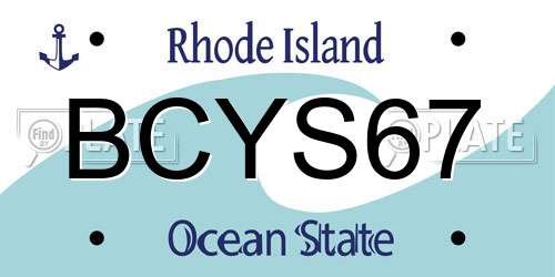 BCYS67 Rhode Island License Plate