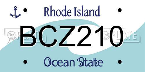 BCZ210 Rhode Island License Plate