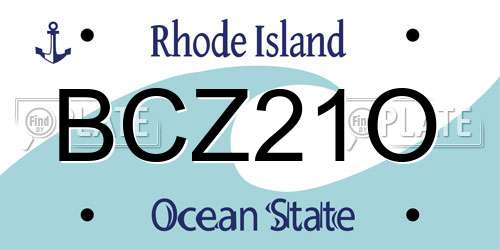 BCZ21O Rhode Island License Plate