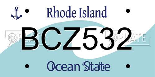 BCZ532 Rhode Island License Plate