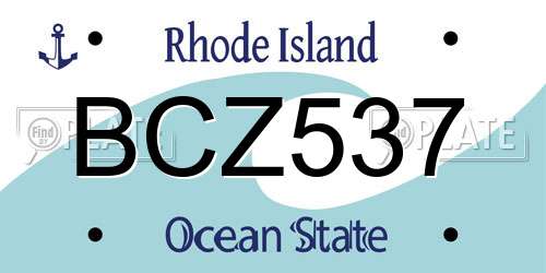 BCZ537 Rhode Island License Plate