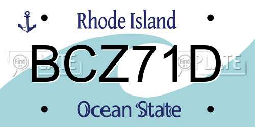 BCZ71D Rhode Island License Plate