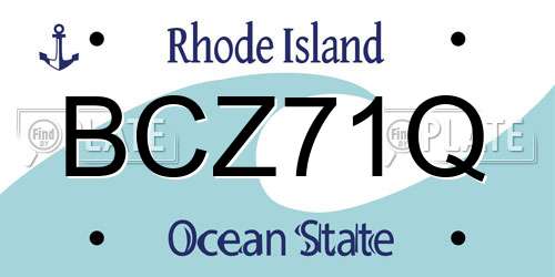 BCZ71Q Rhode Island License Plate