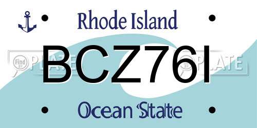 BCZ76I Rhode Island License Plate