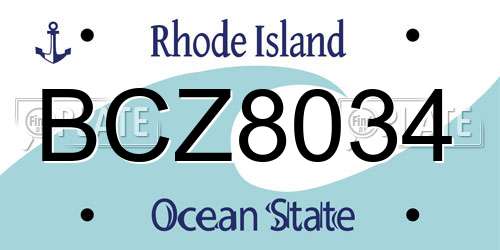 BCZ8034 Rhode Island License Plate