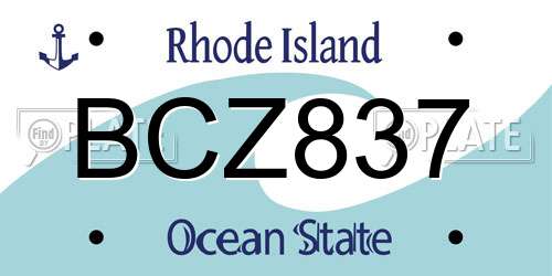 BCZ837 Rhode Island License Plate