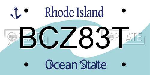 BCZ83T Rhode Island License Plate