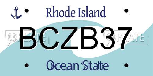 BCZB37 Rhode Island License Plate