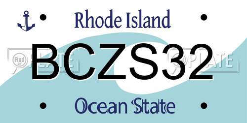 BCZS32 Rhode Island License Plate