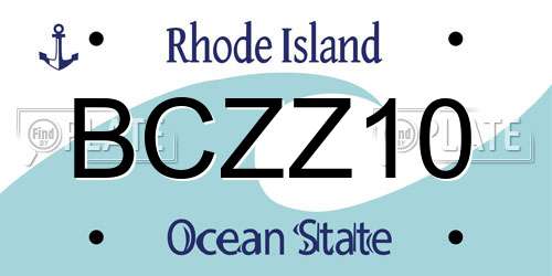 BCZZ10 Rhode Island License Plate