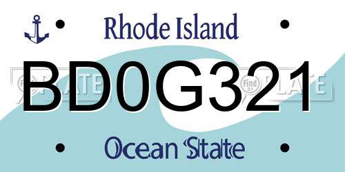 BD0G321 Rhode Island License Plate