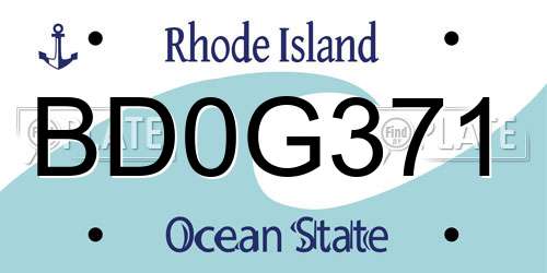 BD0G371 Rhode Island License Plate