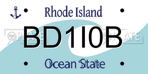 BD1I0B Rhode Island License Plate