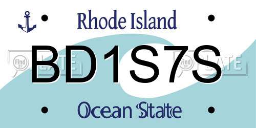 BD1S7S Rhode Island License Plate