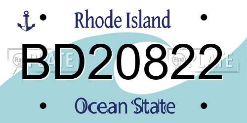 BD20822 Rhode Island License Plate