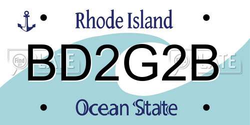 BD2G2B Rhode Island License Plate