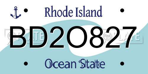 BD2O827 Rhode Island License Plate