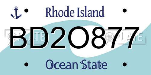 BD2O877 Rhode Island License Plate